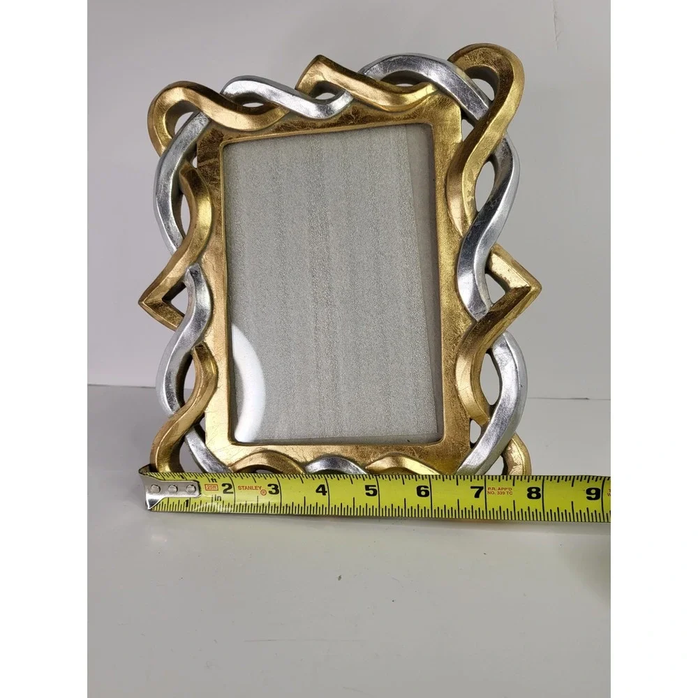 Gold and Silver Infinity Interlaced Knot Picture Frame 4x6 Tabletop Decor